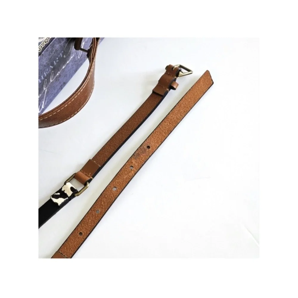 Banana Republic Dyed Calf Hair Faux Leather Brown Skinny Belt Animal‎ Print XS